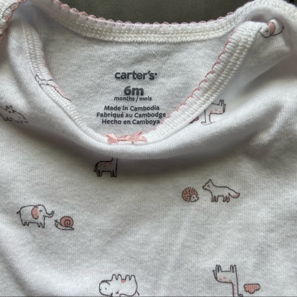 Carter’s baby girl 3 count heart onesies & striped leggings bundle size 6M - Picture 10 of 13